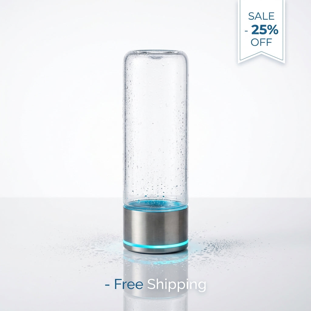 Hydrogen Water Generator Bottle with blue LED glow